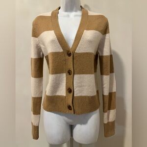 ESPRIT Cashmere Blend Striped V-Neck Button Down Sweater Cardigan S